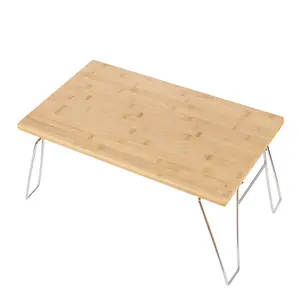 Groothandel Bamboe Camping Picknicktafel Opvouwbare Camping Gear Kleine Bamboe Lage Tafel Met Stalen Poot