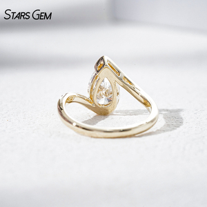 Anillo Solitario Starsgem de 2 Quilates, Oro Sólido de 10K, Corte Pera D VVS2, Diamante Cultivado en Laboratorio con Certificado IGI, Anillo de Compromiso - Product Image 5