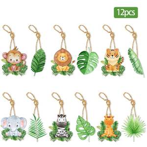 2025 <span class=keywords><strong>Jungle</strong></span> Animal thème Lion tigre papier suspendus décorations gâteau décoration fournitures fête cadeau décoration cintres en gros - Product Image 2