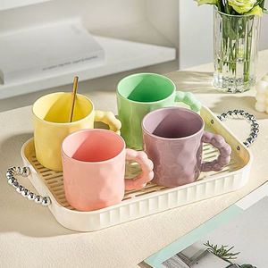 High Quality Hot Solid Color Porcelain Tea <b>Mug</b> Unique Beaded Handle Reusable Food Safe Dishwasher Microwave Safe Customizable - Product Image 6