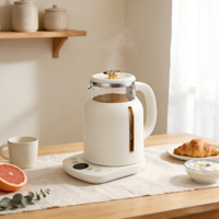 Bouilloire Électrique Multifonction en Verre 1,8 L pour Thé et Café, Anti-Ébullition à Sec, Sans Fil, Transparente, pour Usage Domestique
