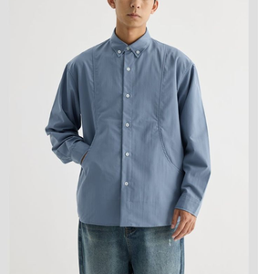 Người Đàn Ông Của 100% Cotton Mỏng Phù Hợp Với Giản Dị Rắn Màu Dài Tay Áo Sơ Mi Nhăn Chống Nhăn Nút Phía Trước Thiết Kế Máy Giặt Lạnh - Product Image 4