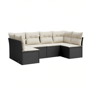 Modern Outdoor Garden <b>Sofa</b> <b>Set</b> Black PE Rattan Modular Furniture With High Density Foam Cushions For Patio Use - Product Image 1