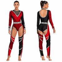 Uniforme de Baile Majorette Personalizado, Rojo y Negro, con Pedrería, Flecos de Leopardo, Leotardo, Conjunto de Entrenamiento, Chaqueta de Calentamiento, Accesorios, OEM, ODM