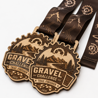 Médaille en bois personnalisée pour sports (karaté, football, baseball), course, avec support d'affichage, vierge, imprimée et gravée