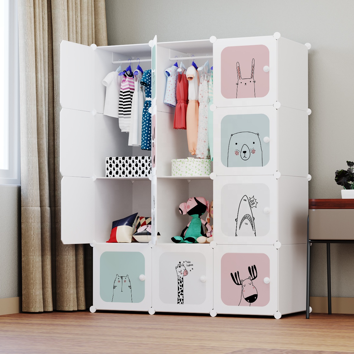 Mini Armario De Almacenamiento Con Puertas Correderas VICASKY – Mueble De Madera Para Casa De Muñecas
