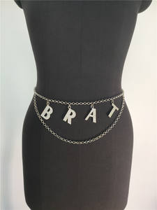 Vente en gros de chaîne de personnalité personnalisée avec breloques en forme de lettre initiale en argent avec strass en cristal de diamant chaîne de danse pour femmes - Product Image 5