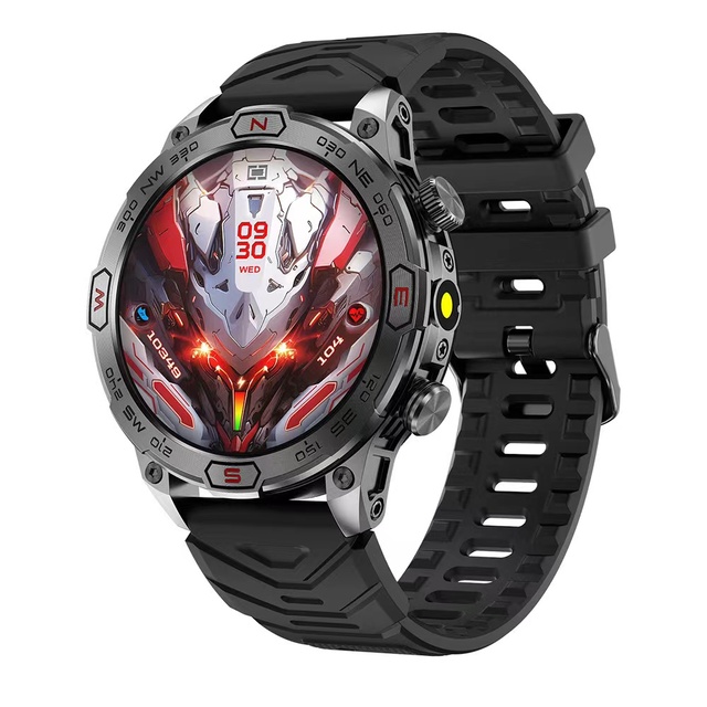 2026 New AMOLED Screen KC86 Smartwatch 1ATM Waterproof Sports Flashlight Altitude Air Pressure Flashlight Smart Watch for Men