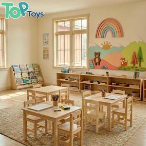 Ensemble de meubles de classe préscolaire Montessori en bois massif, table et chaise pour garderie, OEM pour l'éducation préscolaire des enfants - Product Image 1