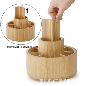 Wooden <b>Rotating</b> Pen Holder Round Stationery Storage Organizer For <b>Desk</b> Office Home Use - Product Image 4