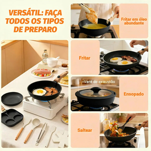 21-Piece Non-Stick Cookware Set With Detachable Wooden Handles Glass Lids <b>Induction</b> Compatible Pots <b>Pans</b> Utensils - Product Image 4