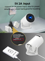 Projecteur sans fil WiFi Yinzam HY200 pas cher, 1080p LED Beamer avec batterie externe 5V 2A pour les voyages