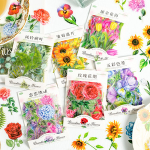 100 pièces/paquet d'autocollants série longue fleur mer plantes compte à main matériel de décoration Collage 6 modèles - Product Image 2