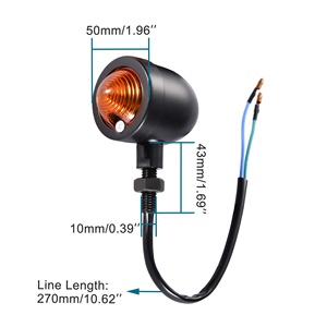GOOFIT Moto <span class=keywords><strong>Noir</strong></span> 12V 10W Lampe de phare clignotante Vintage Refit Chrome/Amber <span class=keywords><strong>Bullet</strong></span> Mini Clignotants Indicateur - Product Image 2