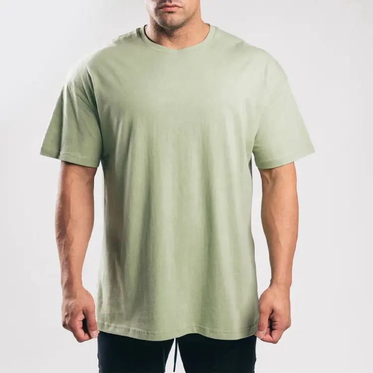 卸売カスタムプリントグラフィック綿100% Tシャツスポーツウェアドロップショルダージムフィットネスプレーン特大メンズTシャツロゴ付き