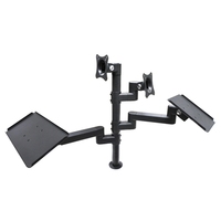 Support POS à 2 bras de moniteur avec capacité de 10kg Gestion des câbles VESA 75/100mm 1 Plateau pour clavier 1 Support pour imprimante Garantie 1 an