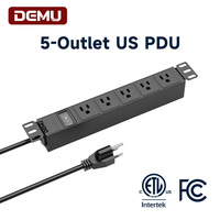 Barre d'alimentation pour rack, 5 prises US, interrupteur de surcharge, 15A, 1875W, cordon 14 AWG 2m, barre d'alimentation pour serveur, FCC ETL