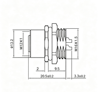 M12-S4S-M16 4-poliger M12 Rundstecker IP67 Wasserdicht 12A 630V Rückseitige Installation Buchsenanschluss Geschweißter Automatisierungs-Sensorkabel-Steckverbinder