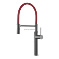Robinet de cuisine moderne en acier inoxydable 304, à poignée unique, rotatif à 360 degrés, avec douchette extractible, mitigeur eau chaude/froide pour usage hôtelier