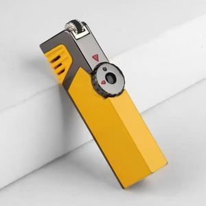 Encendedor de metal recto inflable a prueba de viento de tres fuegos, perforador de cigarros, gas butano visible, venta al por mayor <span class=keywords><strong>JiaXin</strong></span> JX-3901 - Product Image 4