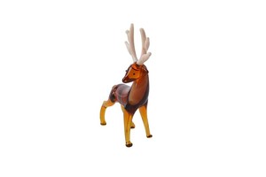 Figurine de cerf en verre soufflé à la main, corps ambré, bois de cerf blanc, sculpture animale de Noël, pièce d'art décorative - Product Image 2
