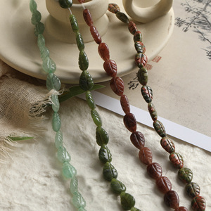 New Chinese Style Retro Natural Carved Dark Green Tree Leaf <b>Beads</b> DIY Bracelet Necklace Jewelry Making Accessories For Handmade - Product Image 2