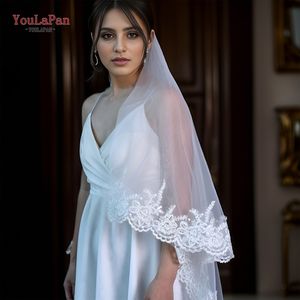 YouLaPan V105 doble encaje Catedral velo de novia bordado a <span class=keywords><strong>mano</strong></span> flor colorete velo fiesta ceremonia con peine de pelo de Metal - Product Image 5