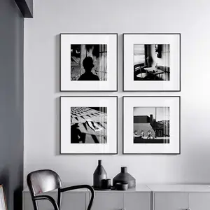 Aluminium Metal Photo Frames Black And White Art Decoration Painting Living Room Display For Wall Artwork Mural