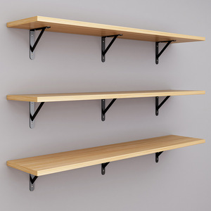 Wall Mounted Wood <b>Shelves</b> Three Layer Carbon Steel Bracket Storage Rack For Living Room Durable Rectangle Design - Product Image 1