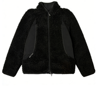 Veste en polaire personnalisée pour homme, col montant, coupe ample, couleur noire unie, pour l'hiver