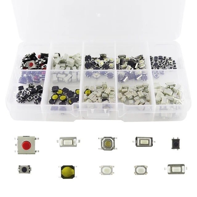 250Pcs 10-Types Tactile Push Buttoned Switch Car Remote Control Keys Small 1A Current Plastic Material High Quality Microswitch