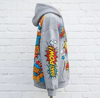Sudadera Holgada con Estampado Gráfico Pop Art Personalizado, Estilo Urbano Americano Unisex, 400GSM, Colores Vibrantes, Hombros Caídos