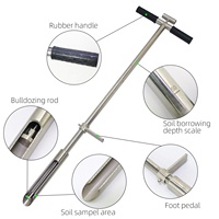 Échantillonneur de sonde de sol en acier inoxydable avec éjecteur et pédale Outil d'analyse de pelouse de produits de golf pour la tarière d'échantillonnage de sol