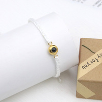 Bracelet tissé simple et tendance, 100 langues 'Je t'aime', projection nano, cadeau personnalisé avec photo, boule de cœur, perle