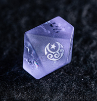 Jeu de dés polyédriques en verre fissuré mat Dés RPG en verre dépoli Dés personnalisés D & D pour donjons et dragons Bleu