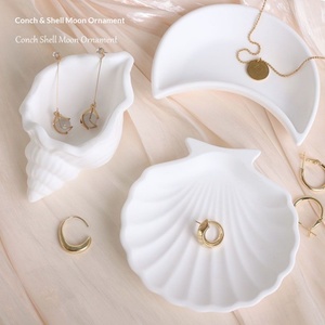 White Shell Conch Photo Props Storage Tray Small Seashell Jewelry Tray for <b>Earrings</b> Necklaces Rings Display - Product Image 2