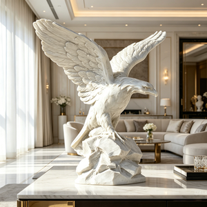 Hot <strong>Sale</strong> Modern Small Natural White Marble Flying Eagle Statue <strong>Sculpture</strong> <strong>for</strong> Outdoor <strong>Garden</strong> Landscaping Decor - Product Image 1