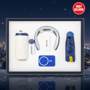 Set <span class=keywords><strong>de</strong></span> Regalo Corporativo 4 en 1 con Logotipo Personalizado: Taza <span class=keywords><strong>de</strong></span> Cuero con Aislamiento al Vacío, Masajeador <span class=keywords><strong>de</strong></span> Cuello, Mini Paraguas para Consultorio Médico, Recuerdos para Reuniones Anuales - Product Image 2