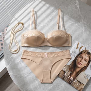 Conjunto de Lencería de Satén con Encaje para Mujer, Sujetador con Aros y Braguita, 2 Piezas, Lencería Elegante y Sexy para Mujer - Product Image 2