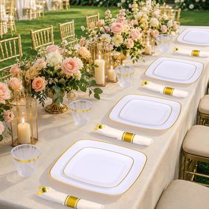 Ensemble de vaisselle jetable compostable sans BPA personnalisé de 350 pièces, assiettes, fourchettes, cuillères, couteaux, gobelets, serviettes, avec votre logo et couleurs - Product Image 3
