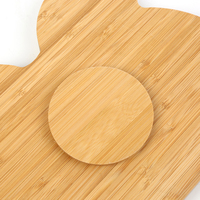 Assiettes à déjeuner en bois de bambou écologiques et ensemble de cuillères en silicone avec motif d'ours de dessin animé pour enfants, ustensiles de cuisine, logo laser
