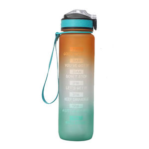 Bouteille d'eau de voyage en plastique PC sans BPA de 1000 ml (32 oz, 1 L) avec marqueur de temps, personnalisable en gros - Product Image 1