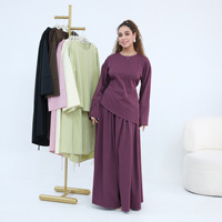 Conjunto de algodón para musulmanas, de color liso, talla grande, manga larga, informal, camisa de algodón con falda, conjunto de dos piezas para mujer, ¡Gran Venta!