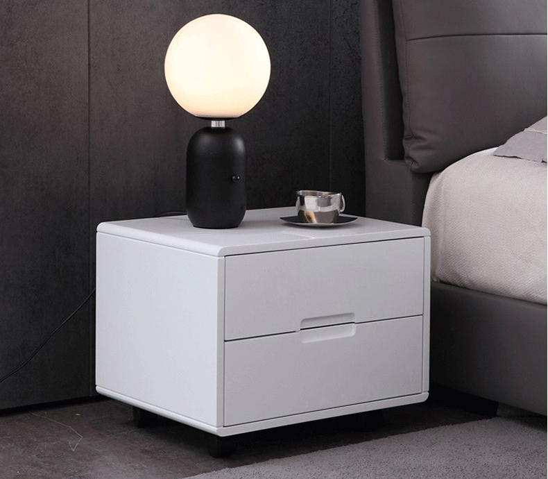 Modern white solid wood bedside table nightstand with drawers bedroom furniture