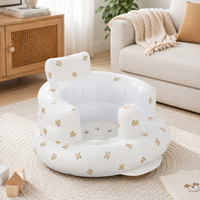 Canapé gonflable portable en PVC pour bébé avec imprimé ours mignon pour l'apprentissage de la position assise et l'utilisation intérieure/extérieure