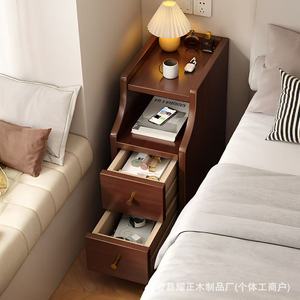 Miniature solid wood antique style bedside table, popular for home and bedroom use, 20-30cm narrow <b>gap</b> cabinet/shelf. - Product Image 2
