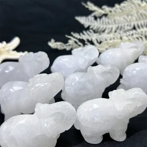 Wholesale Crystal Crafts Gemstone Animal Healing Carving Product Polished Clear Quartz Elephant For Gift Home Decoration