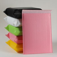 Enveloppes à bulles, lot de 5 enveloppes rembourrées, en polyim, pour vêtements, noir, rose mat