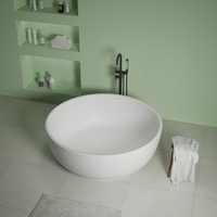 Baignoire autoportante de luxe en surface solide mate, en résine de pierre, pour projet hôtelier, design moderne, sur mesure
