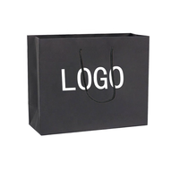 HDPK Logo personnalisé Deluxe Boutique Sac à provisions en papier noir avec poignée recyclable petit sac en papier d'emballage cadeau personnalisé au détail
